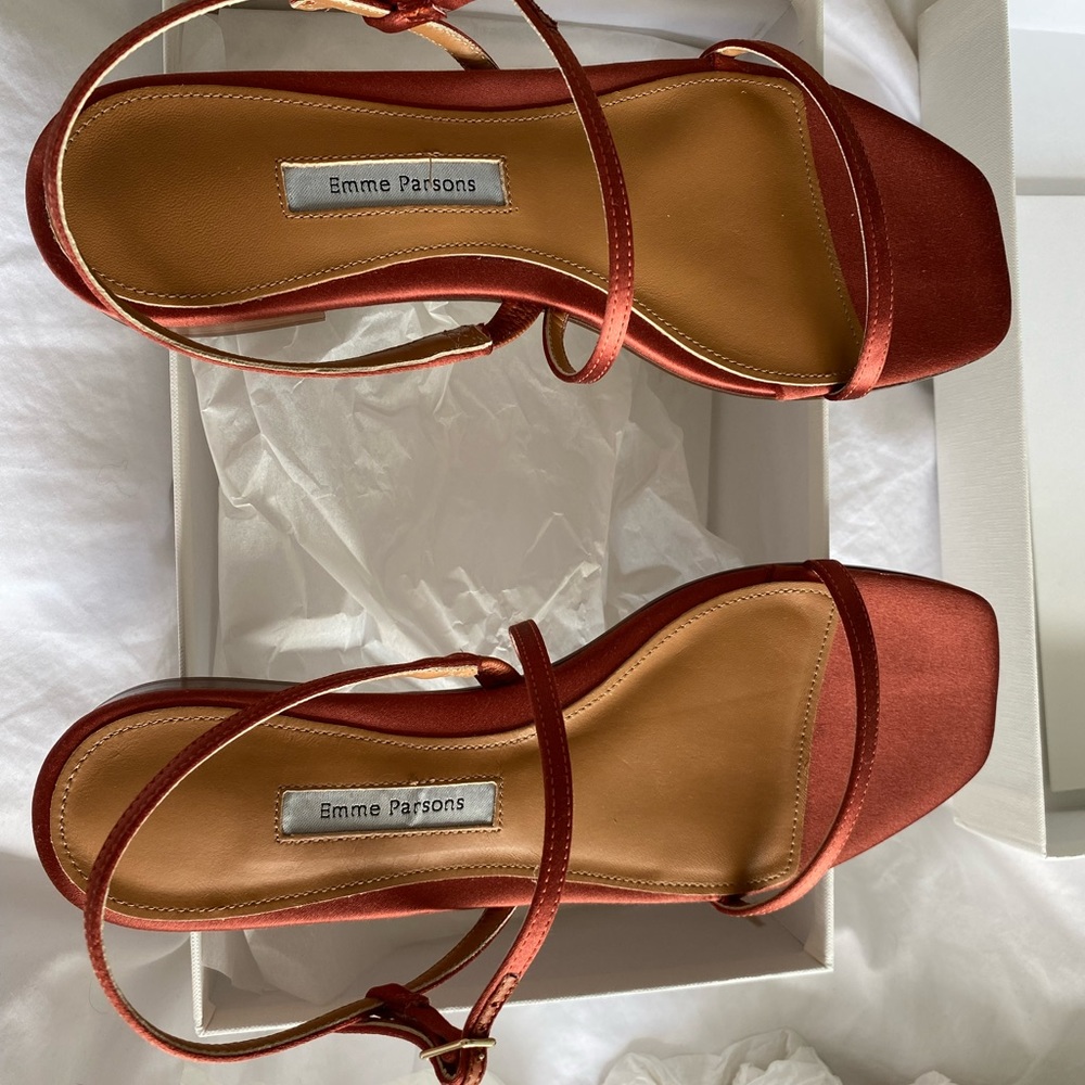 Emme Parsons Rose Satin summer sandals; brand new!